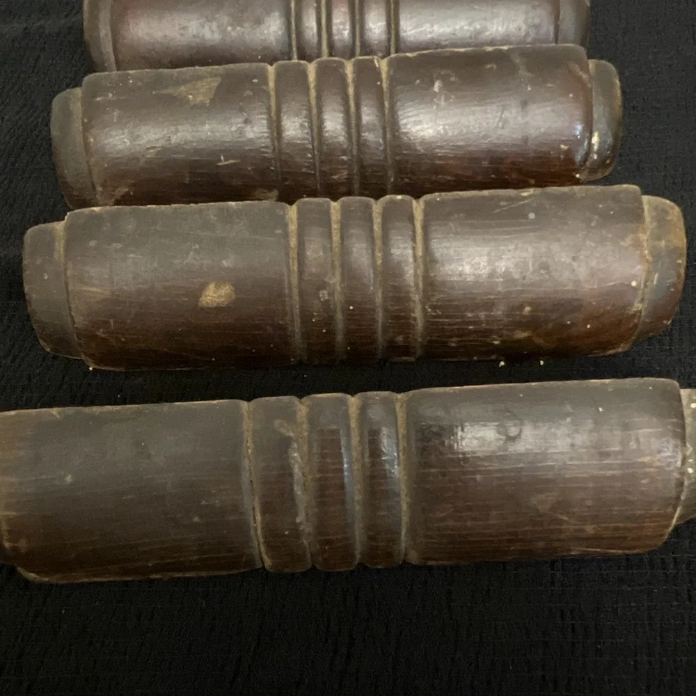 Set 7 Vintage Mid Century Modern Wood Cabinet Drawer Pull Handles